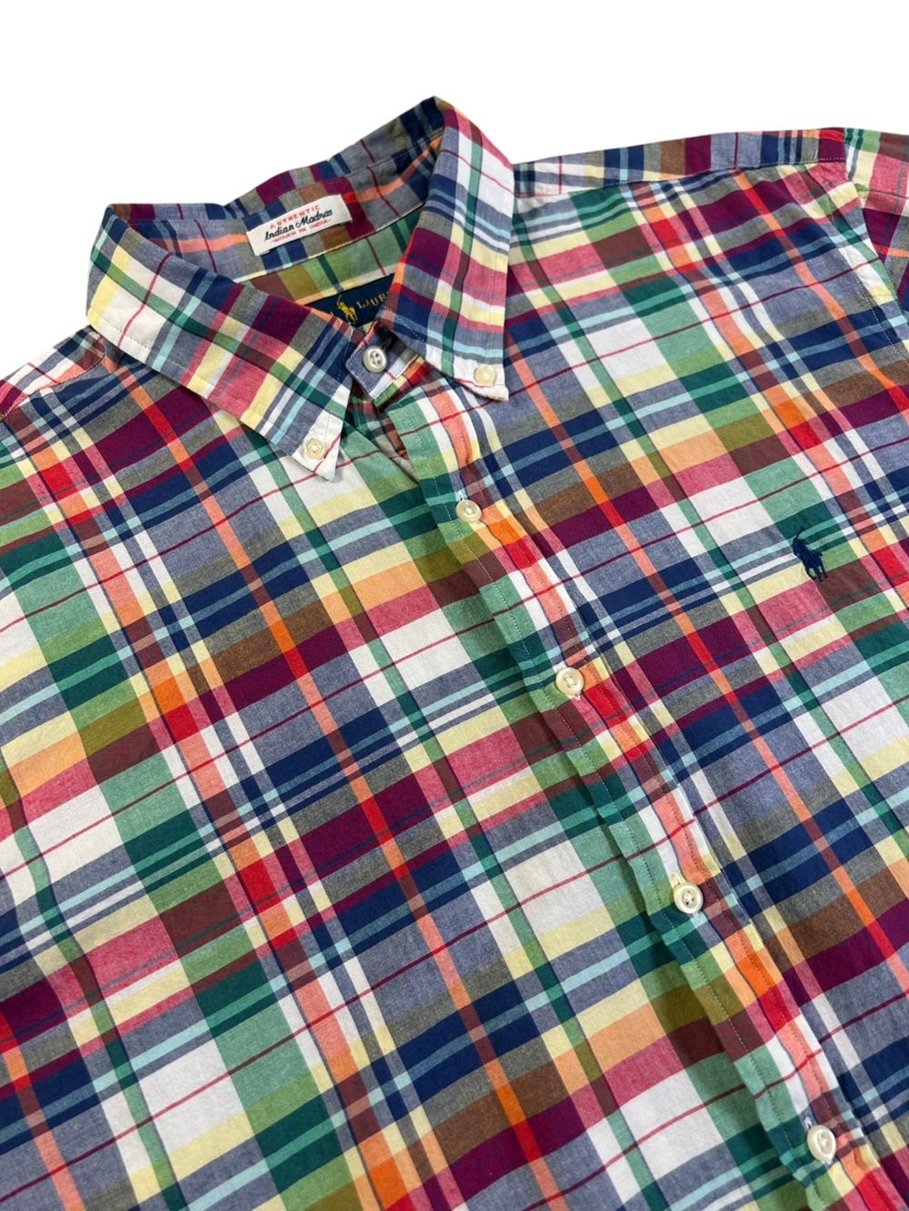 RALPH LAUREN Authentic Indian Madras Plaid Short Sleeve Button Down Shirt XL - Picture 11 of 11